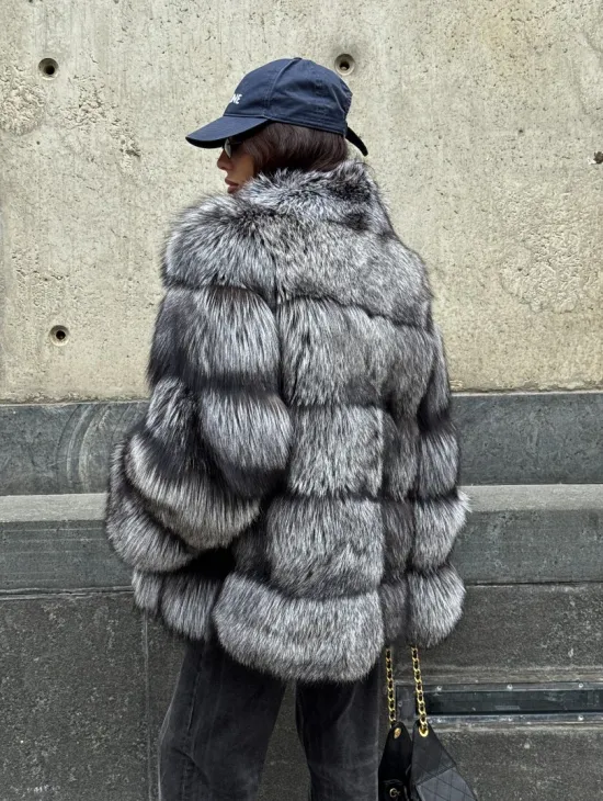 Шуба из чернобурки воротник стойка - фото 6