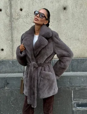 Норковая шуба лавандового цвета - VELVET - фото 14