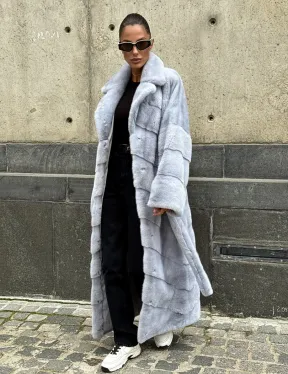 Длинная шуба из голубой скандинавской норки - фото 6