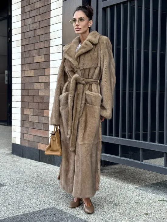 Женская длинная норковая шуба Pastel - фото 8