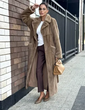 Женская длинная норковая шуба Pastel - фото 0