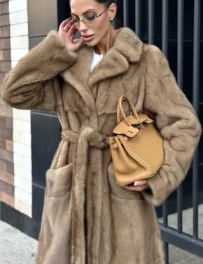 Женская длинная норковая шуба Pastel - фото 1