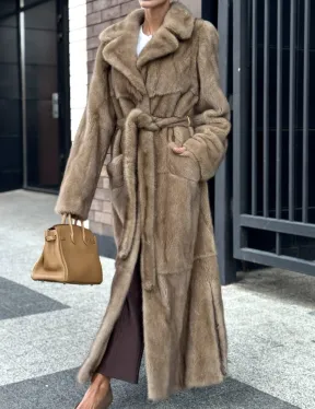 Женская длинная норковая шуба Pastel - фото 4