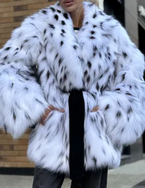 Шуба летучка из меха лисы под рысь Exclusive - фото 1