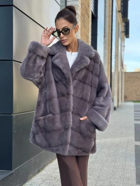 Шуба норковая - жакет лаванда - фото 0