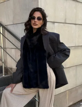 Черная норковая манишка - фото 14