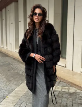 Пальто из куницы с отделкой кашемира - фото 7