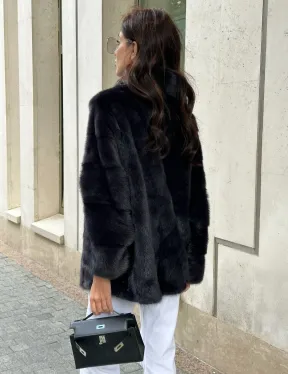 Норковый полушубок - графит - фото 2