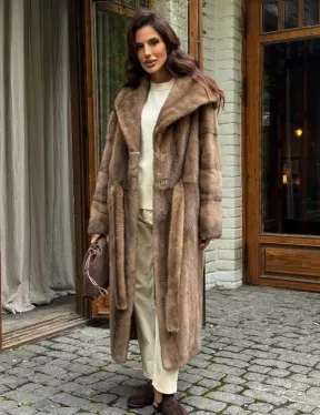 Шуба норковая с капюшоном - цвет пастель - фото 4