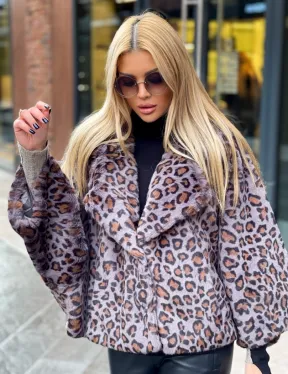Полушубок из экомеха леопард - фото 4