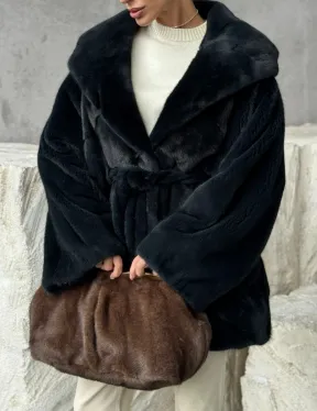 Шуба норковая летучая мышь с капюшоном - фото 2