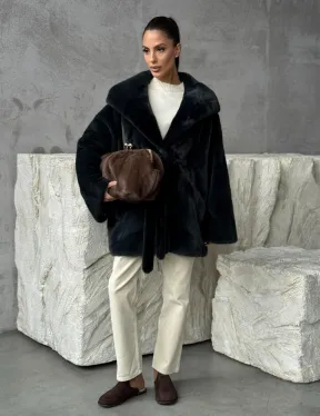 Шуба норковая летучая мышь с капюшоном - фото 12