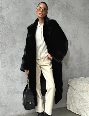 Черная шуба из меха норки SAGA FURS - фото 7