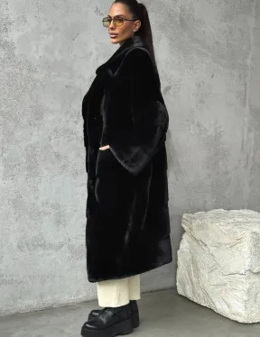 Черная шуба из меха норки SAGA FURS - фото 4