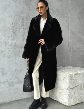 Черная шуба из меха норки SAGA FURS - фото 0