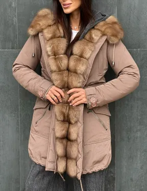 Женский пуховик с мехом куницы - фото 2