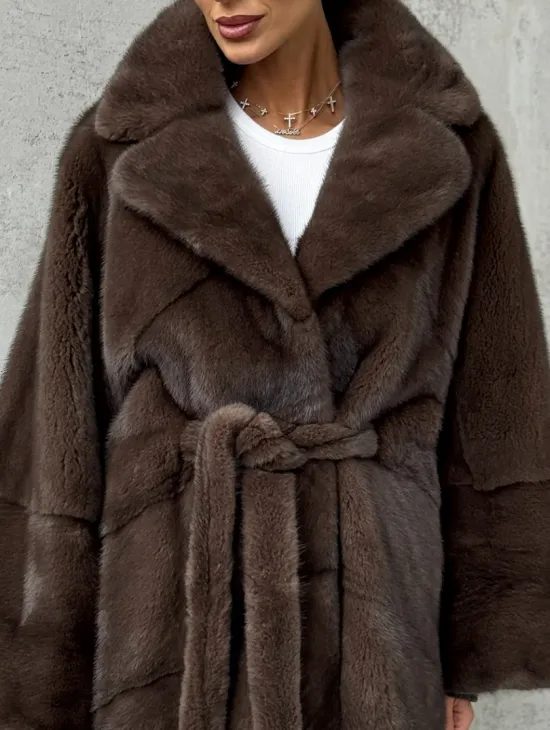 Полушубок норковый с английским воротником - летучка - фото 1