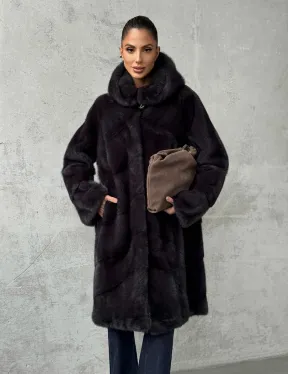 Норковая женская шуба с капюшоном - фото 5