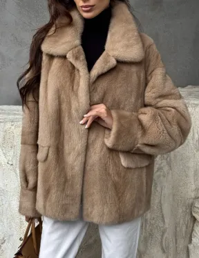 Норковый жакет с английским воротником - пастель - фото 3