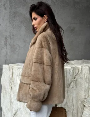 Норковый жакет с английским воротником - пастель - фото 4