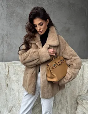 Норковый жакет с английским воротником - пастель - фото 9