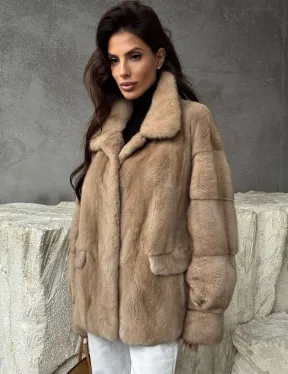 Норковый жакет с английским воротником - пастель - фото 0