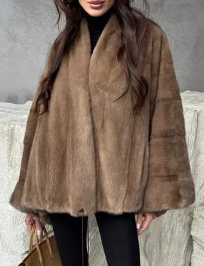 Норковое пончо с рукавами «летучая мышь» - фото 3