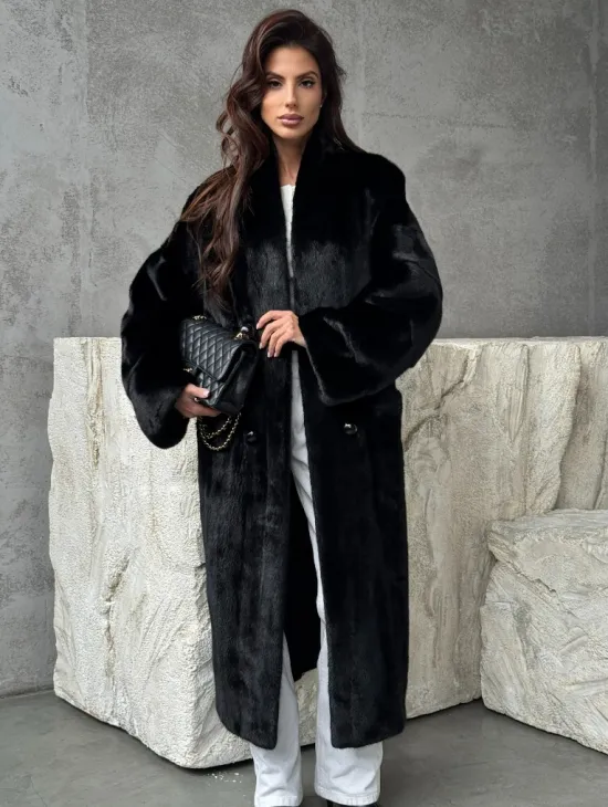 Черная норковая шуба из меха Saga furs - фото 0