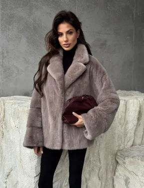 Короткая женская норковая шуба - фото 10