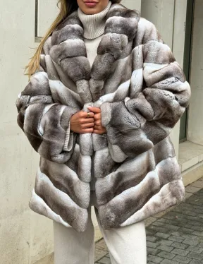 Шуба из меха шиншиллового кролика PREMIUM COLLECTION - фото 2