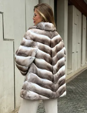 Шуба из меха шиншиллового кролика PREMIUM COLLECTION - фото 6