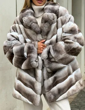 Шуба из меха шиншиллового кролика PREMIUM COLLECTION - фото 1