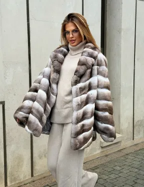 Шуба из меха шиншиллового кролика PREMIUM COLLECTION - фото 11