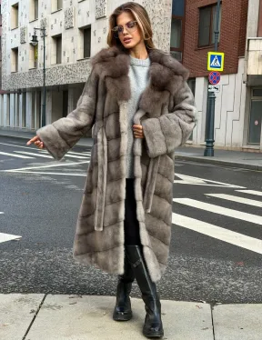 Шуба норковая женская с капюшоном куница - фото 7