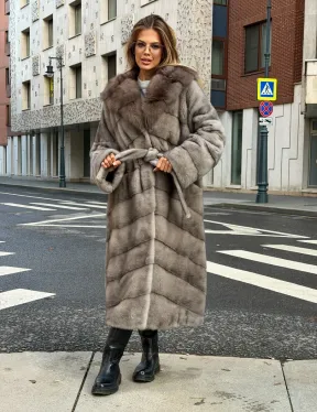 Шуба норковая женская с капюшоном куница - фото 10