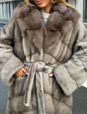 Шуба норковая женская с капюшоном куница - фото 2