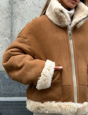 Двухсторонняя короткая дубленка из овчины - фото 1