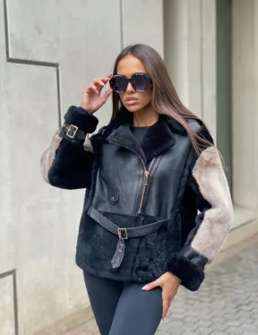 Дублёнка из мериноса с мехом норки - фото 0