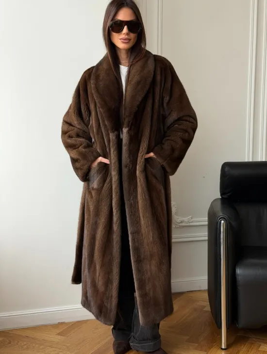 Норковое пальто - воротник шаль - фото 4