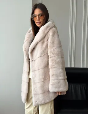 Норковая шуба с капюшоном -  