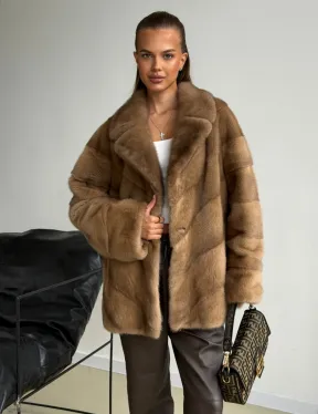 Норковый полушубок - английский воротник - фото 5