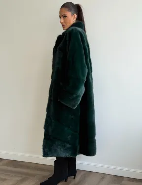 Зеленая норковая шуба - английский воротник - фото 7