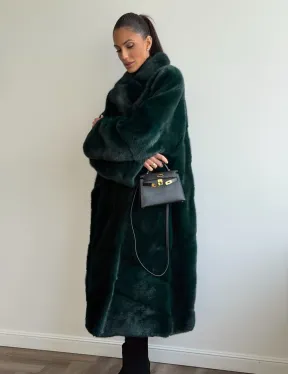 Зеленая норковая шуба - английский воротник - фото 11