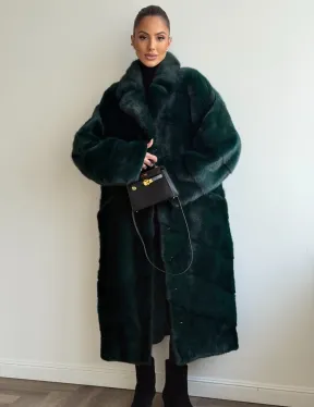 Зеленая норковая шуба - английский воротник - фото 8