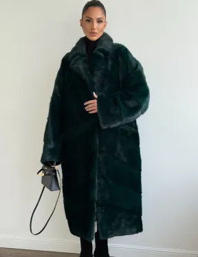 Зеленая норковая шуба - английский воротник - фото 6
