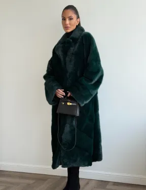 Зеленая норковая шуба - английский воротник - фото 10