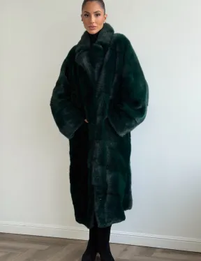 Зеленая норковая шуба - английский воротник - фото 5