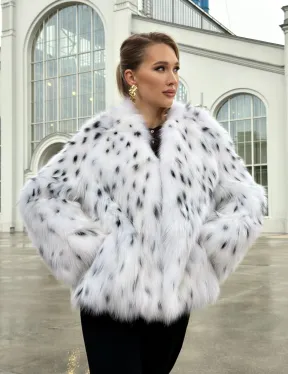 Шуба укороченная из арктической лисы под рысь - фото 17