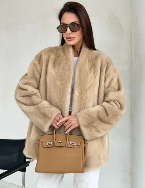 Жакет из натурального меха норки - Palomino - фото 7