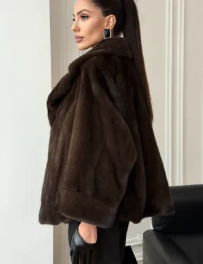 Короткая шуба из натурального меха норки - фото 7